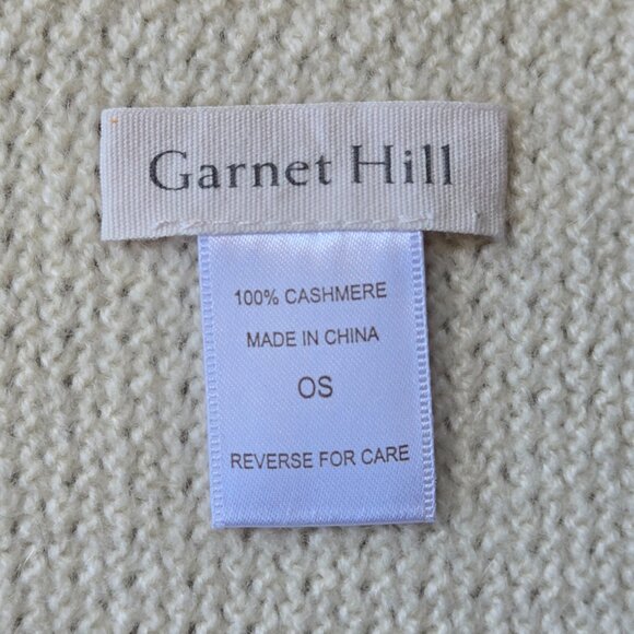 NWOT Garnet Hill Cashmere Scarf Basketweave Ivory - Picture 2 of 8